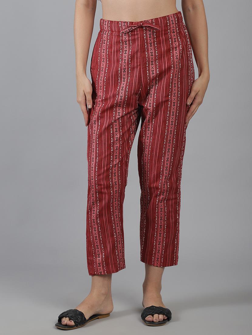 women printed mid rise straight trouser - 22035577 - Zoom Image - 0