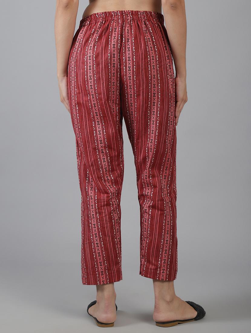 women printed mid rise straight trouser - 22035577 - Standard Image - 3