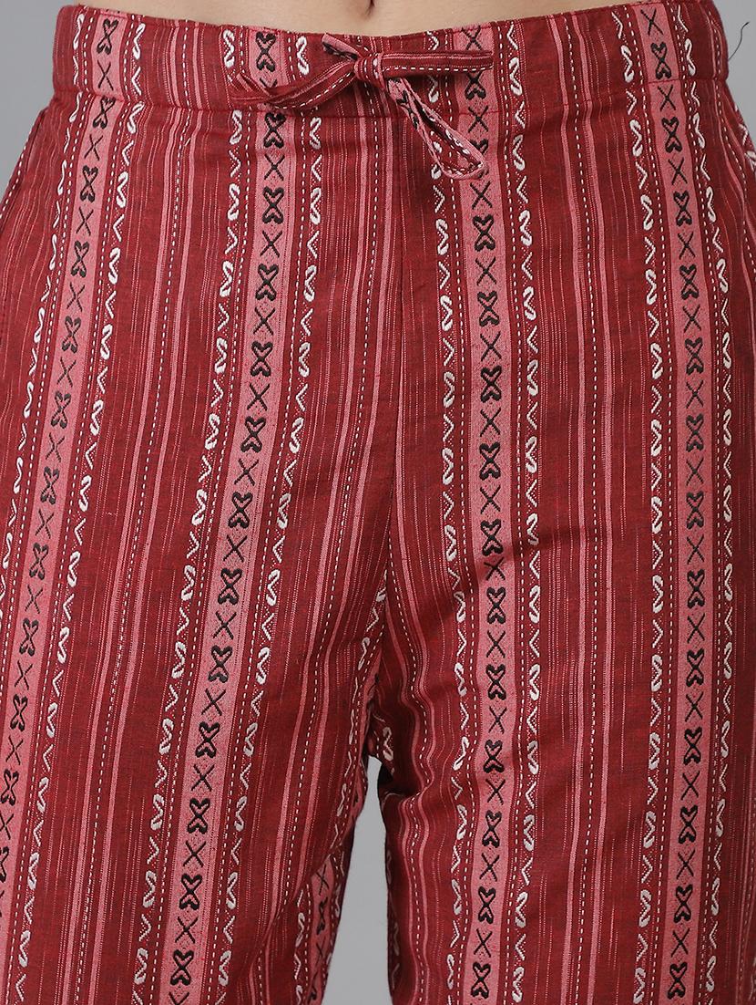 women printed mid rise straight trouser - 22035577 - Standard Image - 5
