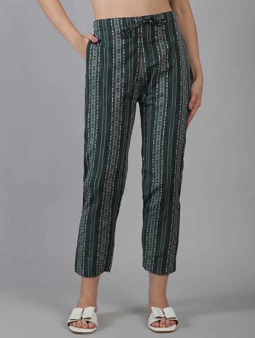 women printed mid rise straight trouser - 22035580 -  Standard Image - 0