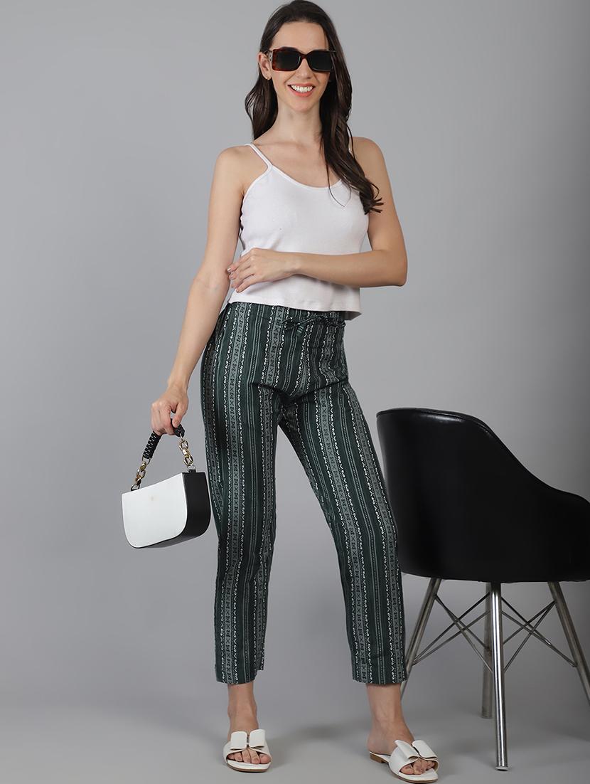 women printed mid rise straight trouser - 22035580 - Standard Image - 5