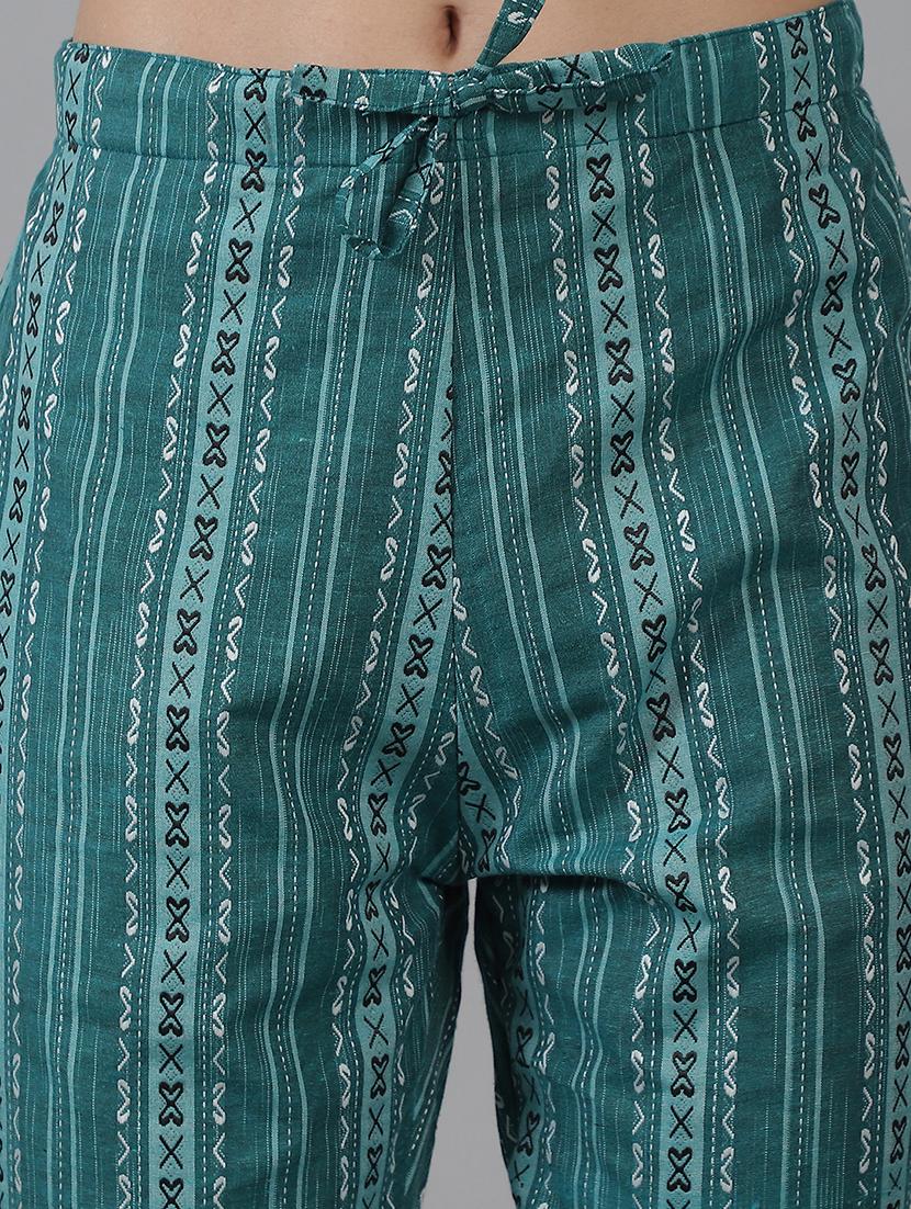 turquoise cotton trousers - 22035584 - Standard Image - 5
