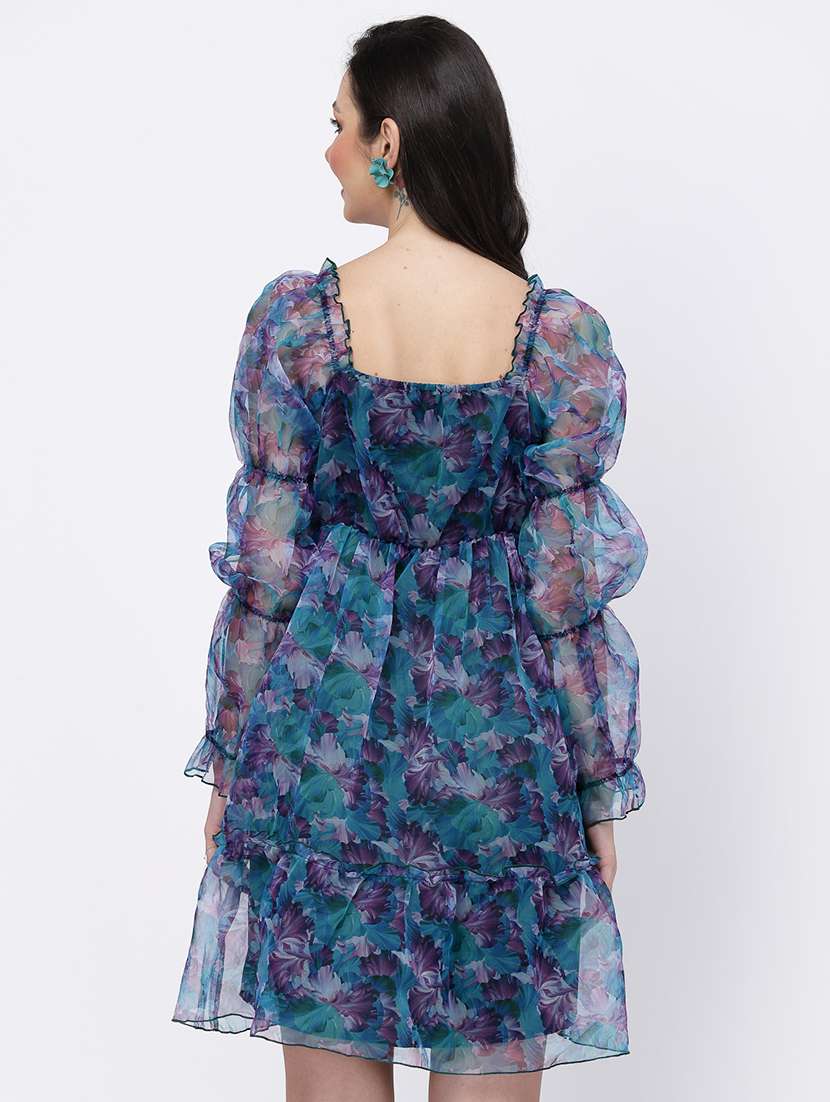 women floral print puff sleeve tiered dress - 22035587 -  Standard Image - 3