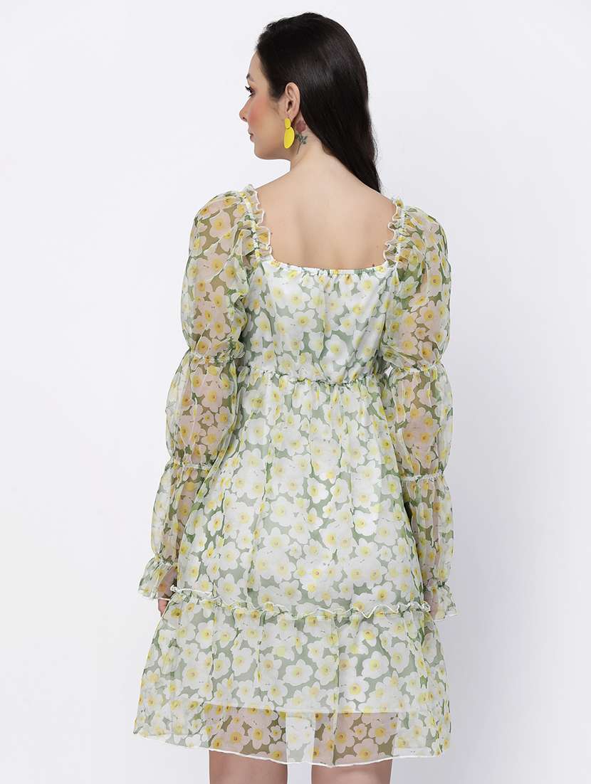 women floral print puff sleeve tiered dress - 22035588 -  Standard Image - 3