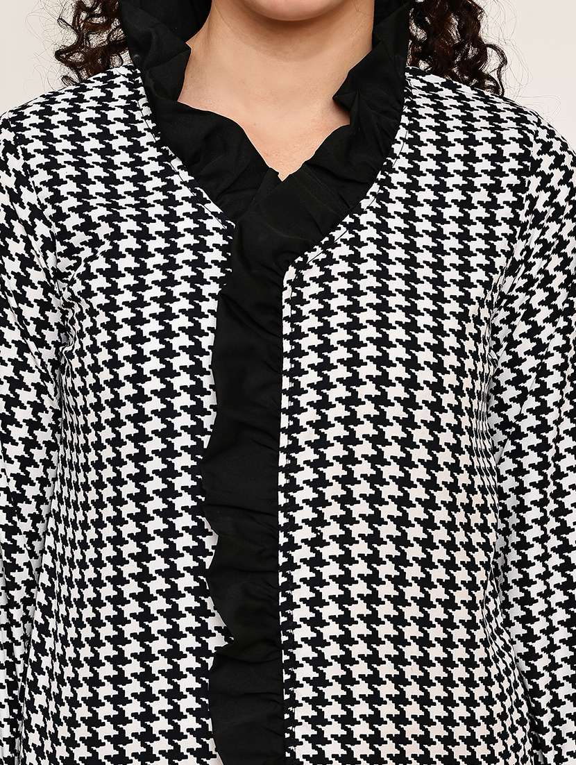 women houndstooth print v-neck regular top - 22035594 -  Standard Image - 5