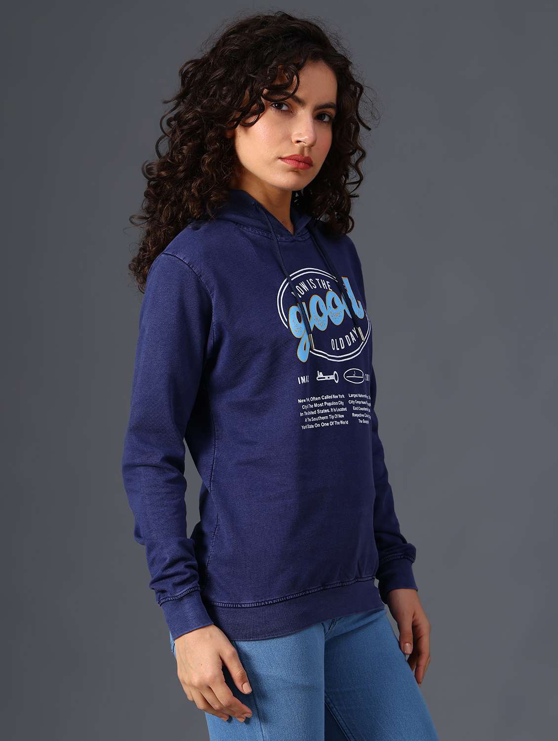 blue cotton poly blend chest print sweatshirt - 22035634 -  Standard Image - 3