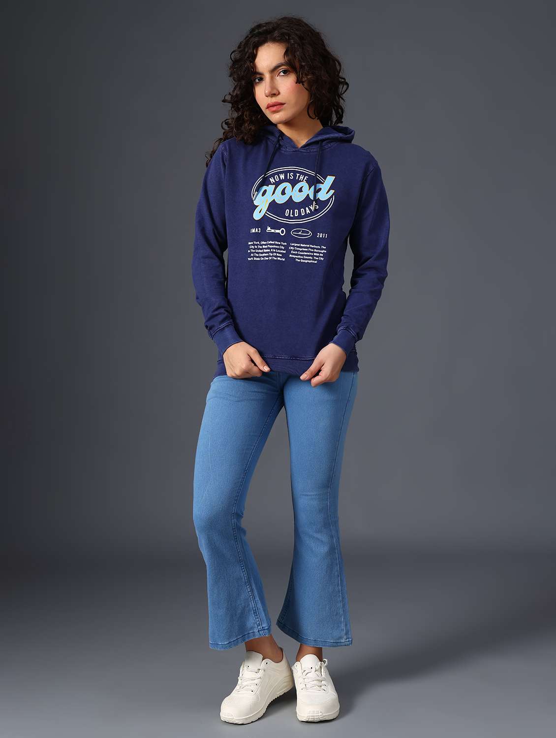 blue cotton poly blend chest print sweatshirt - 22035634 -  Standard Image - 5