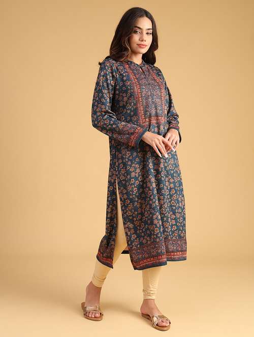 women self designed long sleeve woolen kurta - 22035676 -  Standard Image - 0