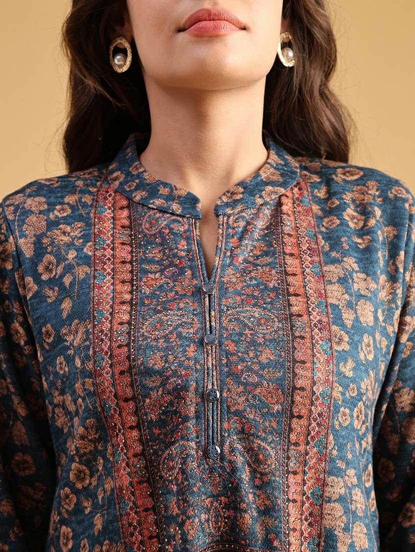 women self designed long sleeve woolen kurta - 22035676 -  Standard Image - 5