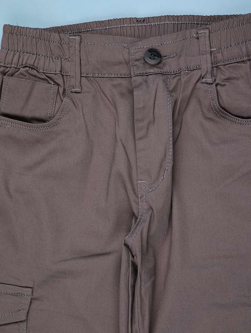 boys solid mid rise regular fit cargo - 22035686 -  Standard Image - 3