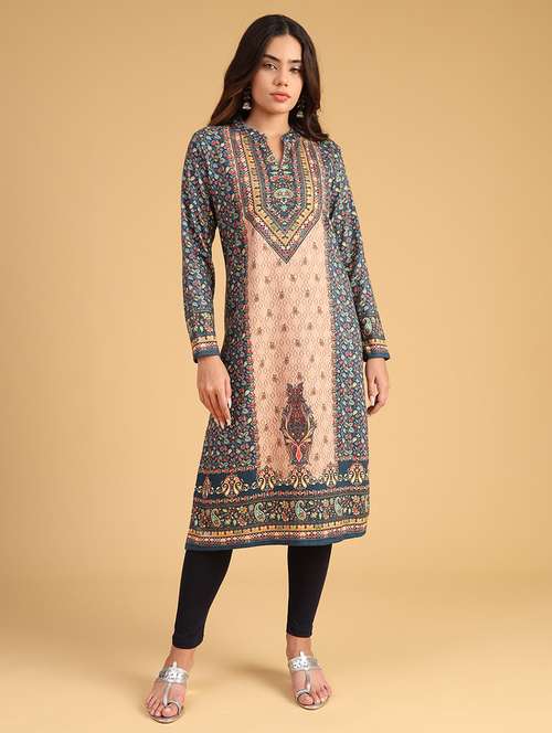 women self designed long sleeve woolen kurta - 22035706 -  Standard Image - 0