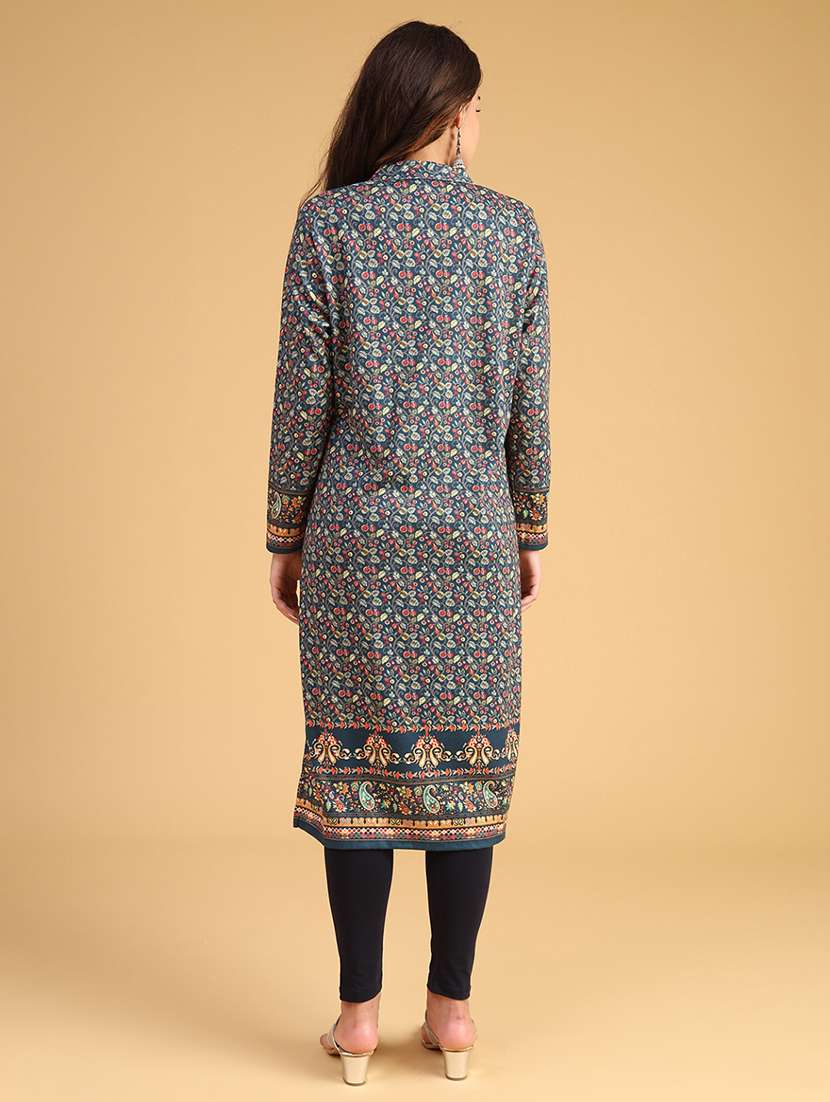 women self designed long sleeve woolen kurta - 22035706 -  Standard Image - 3