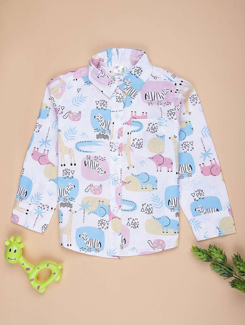 boys printed long sleeve casual shirt