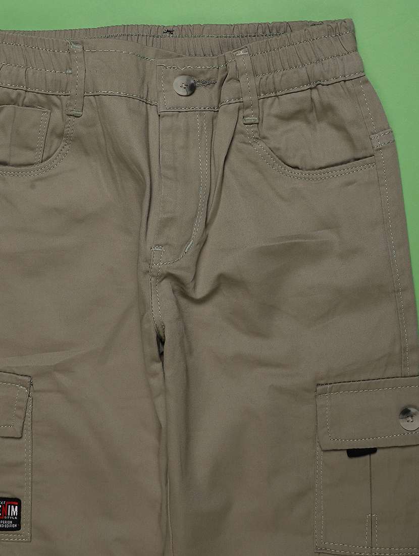 boys solid mid rise regular fit cargo - 22035723 -  Standard Image - 3