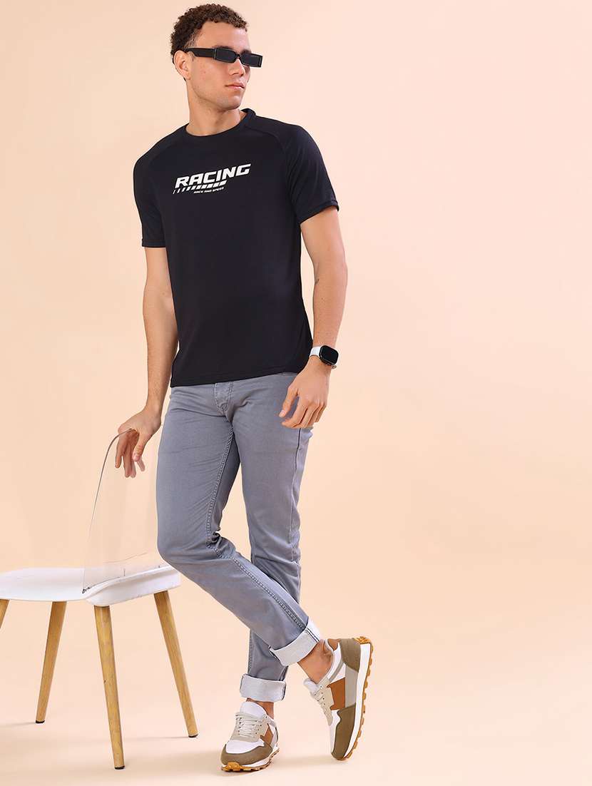 men chest print short sleeve slim fit t-shirt - 22035782 -  Standard Image - 3