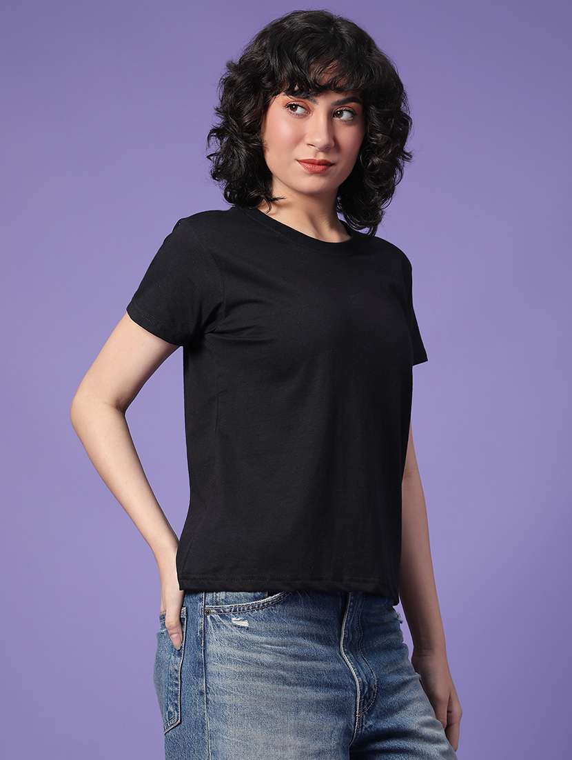 women solid short sleeve t-shirt - 22035787 -  Standard Image - 3