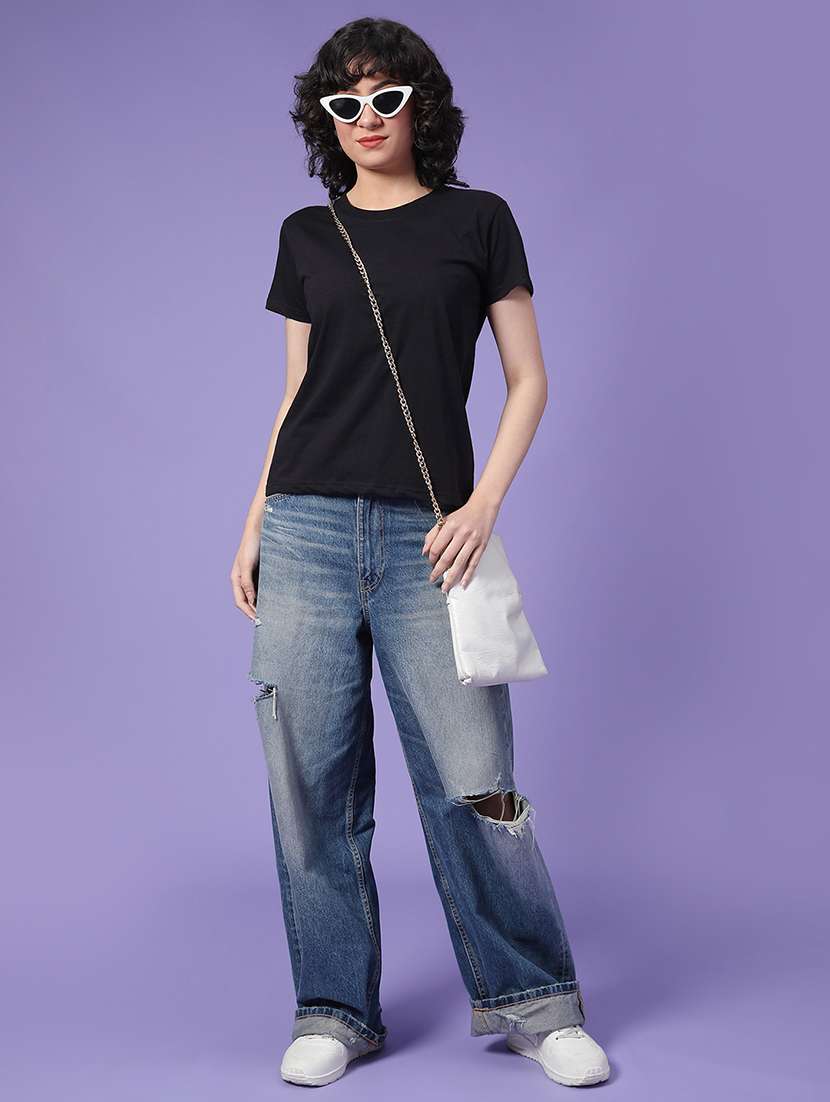 women solid short sleeve t-shirt - 22035787 -  Standard Image - 5