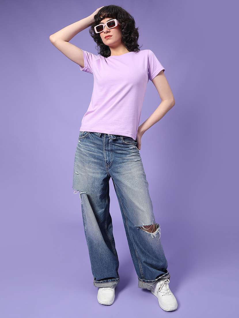 women solid short sleeve t-shirt - 22035788 -  Standard Image - 5