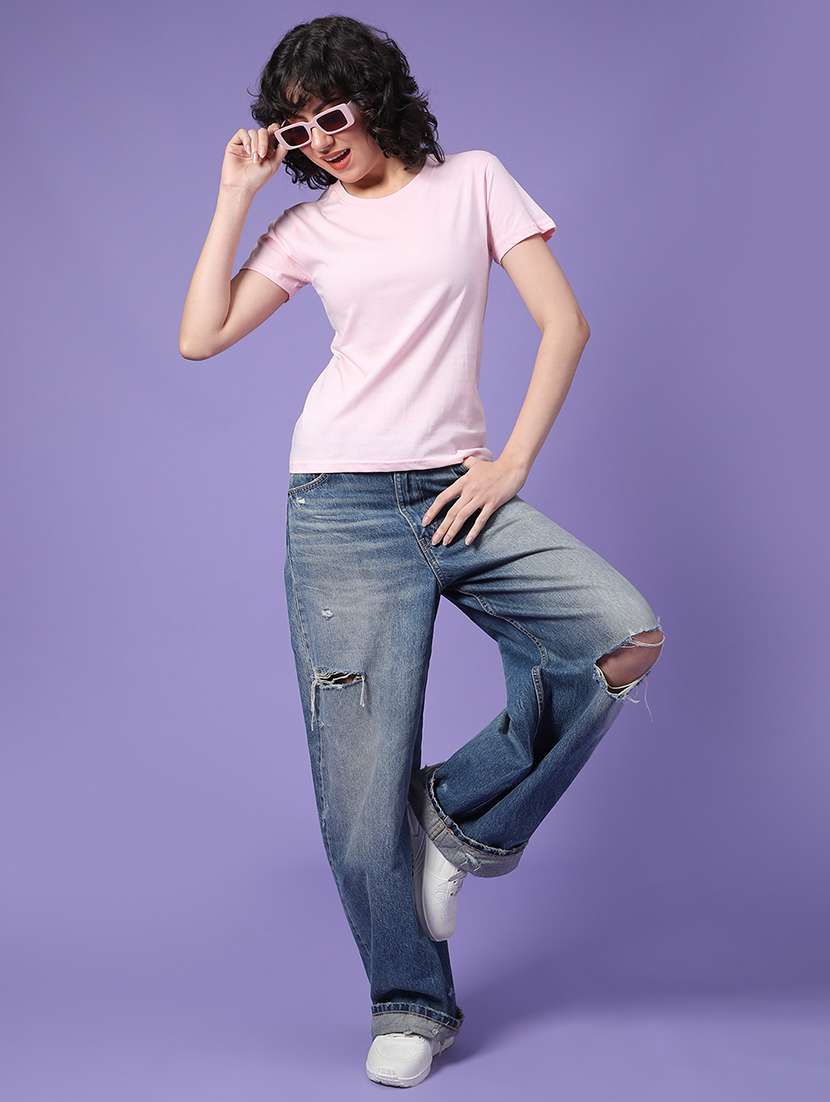 women solid short sleeve t-shirt - 22035790 -  Standard Image - 5