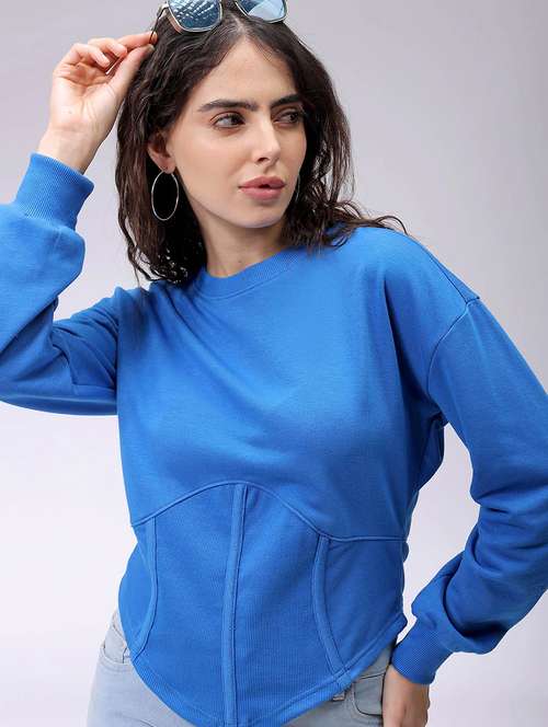 blue fleece placement print sweatshirt - 22036501 - Standard Image - 0