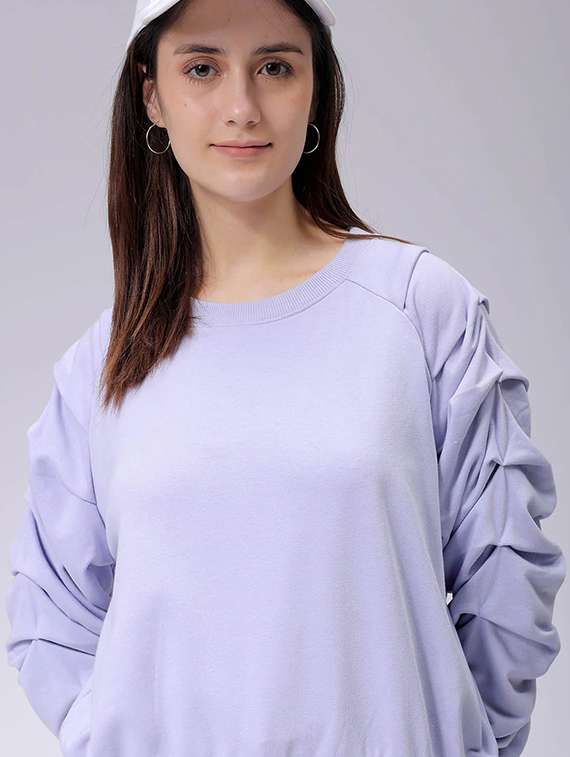 women lavender solid long sleeve sweatshirt - 22036505 - Zoom Image - 0
