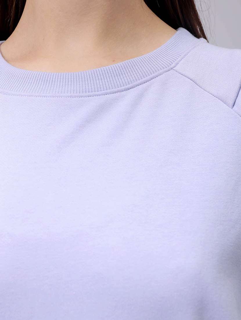women lavender solid long sleeve sweatshirt - 22036505 - Standard Image - 3