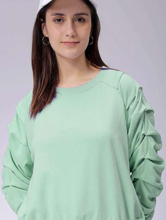 women solid long sleeve sweatshirt