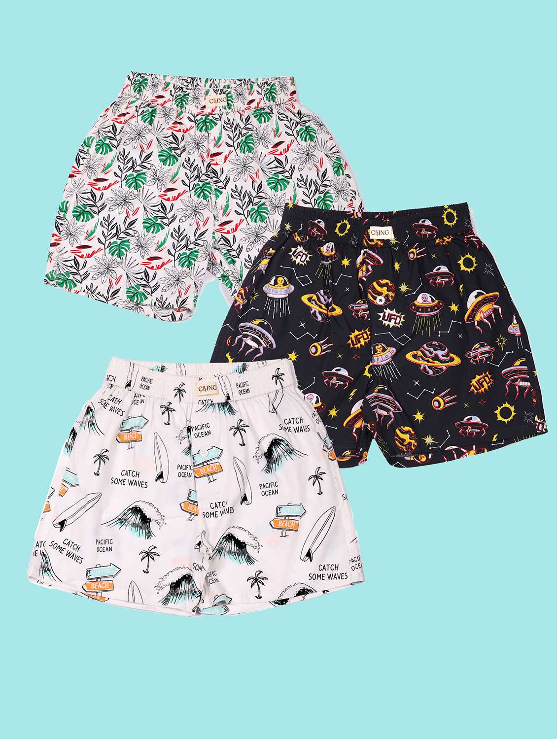 boys pack of 3 printed mid rise regular fit boxer