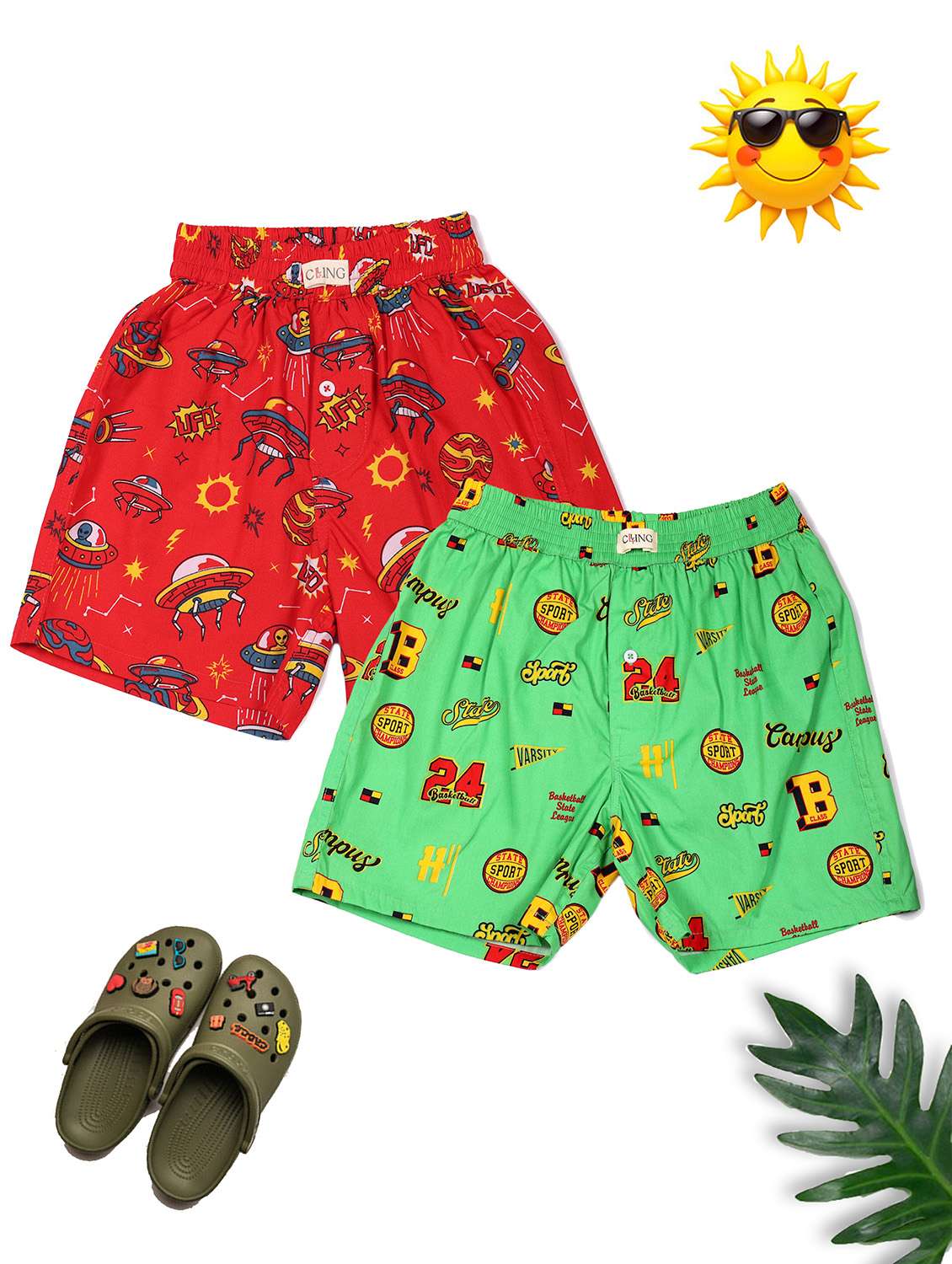 boys pack of 2 printed mid rise regular fit boxer