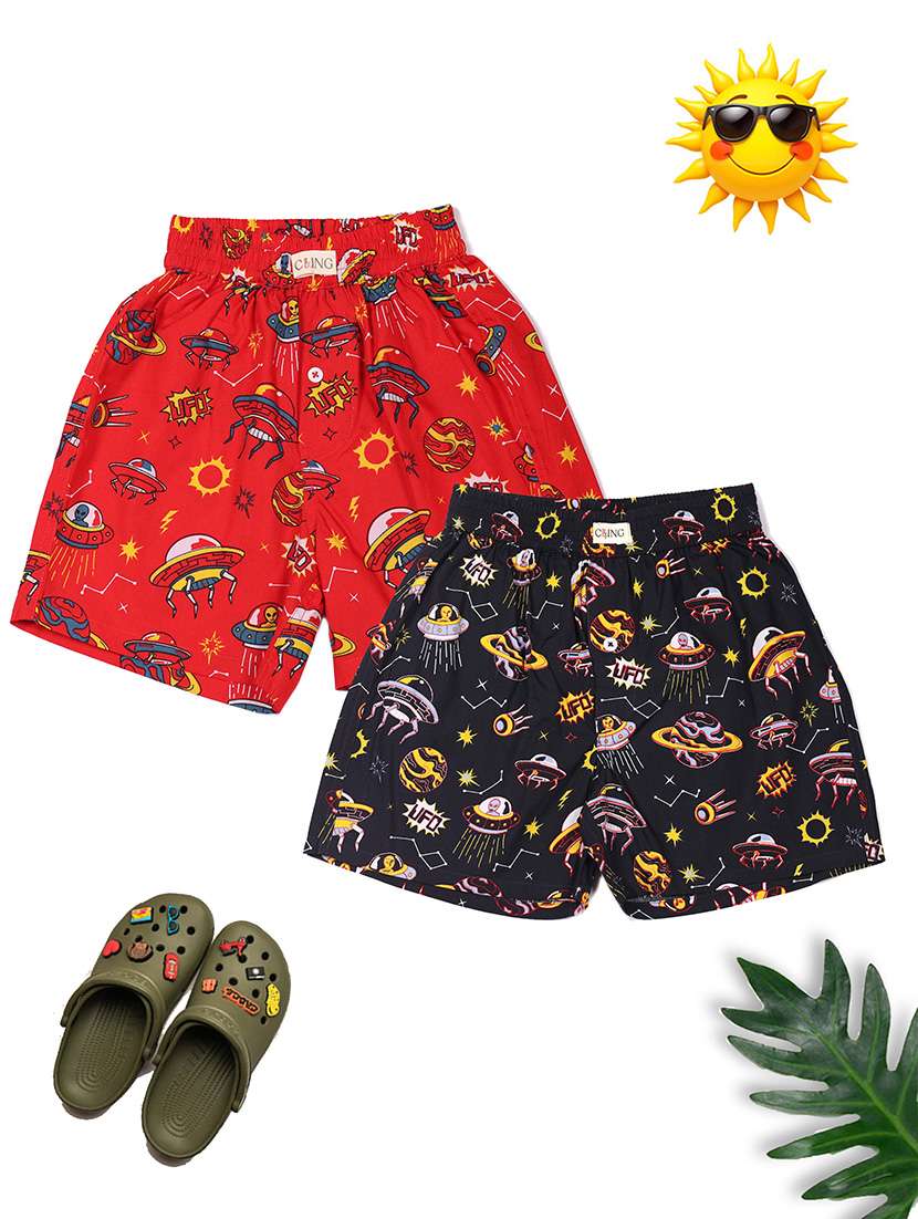 boys pack of 2 printed mid rise regular fit boxer