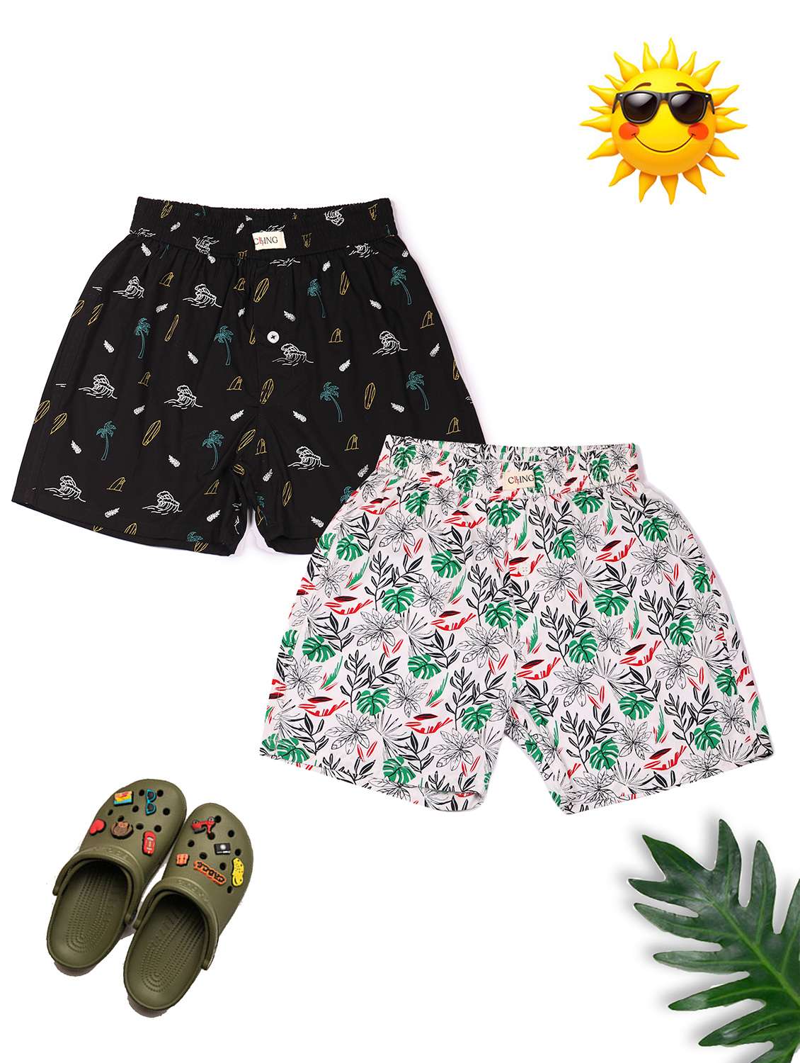 boys pack of 2 printed mid rise regular fit boxer