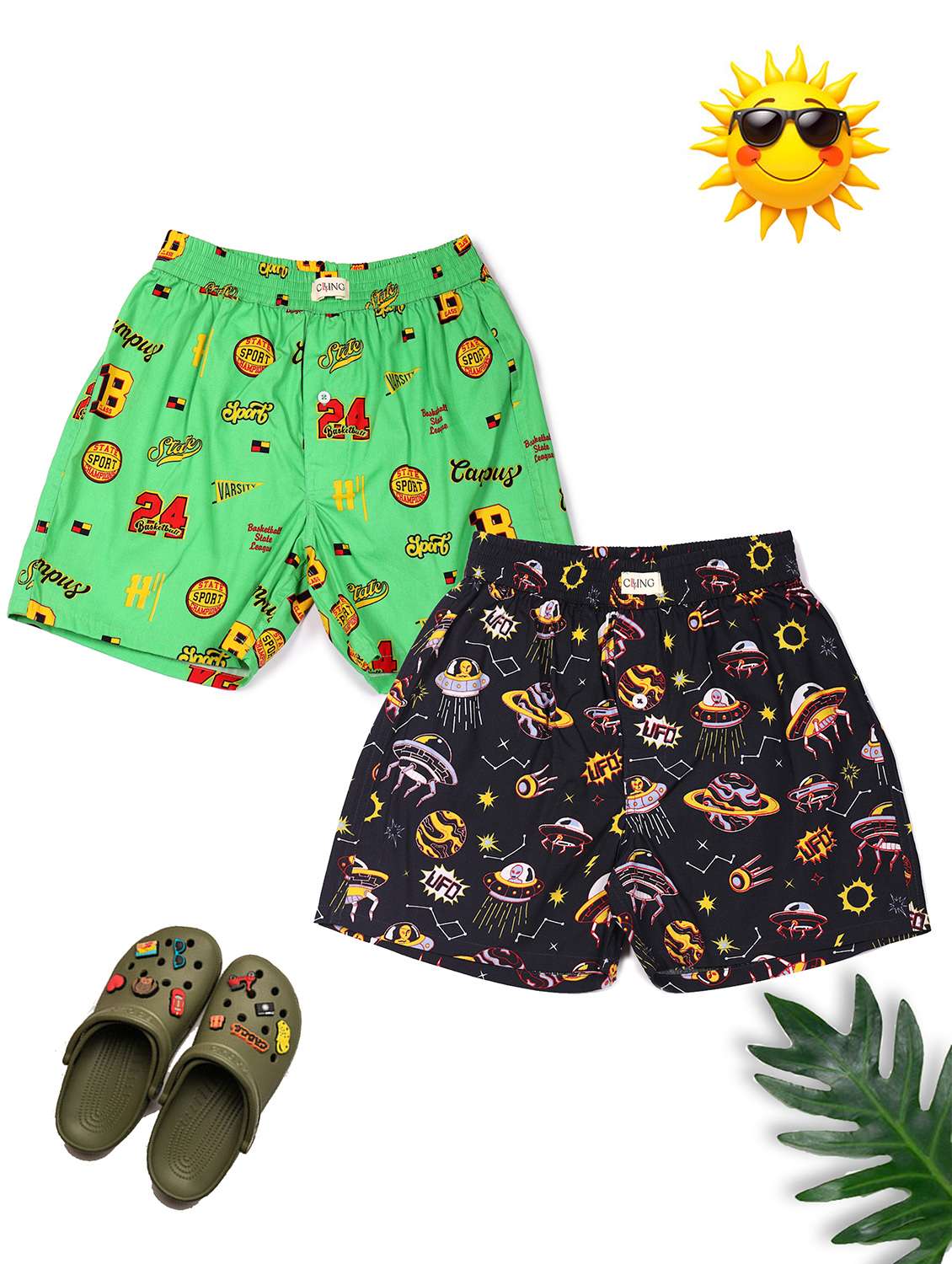 boys pack of 2 printed mid rise regular fit boxer