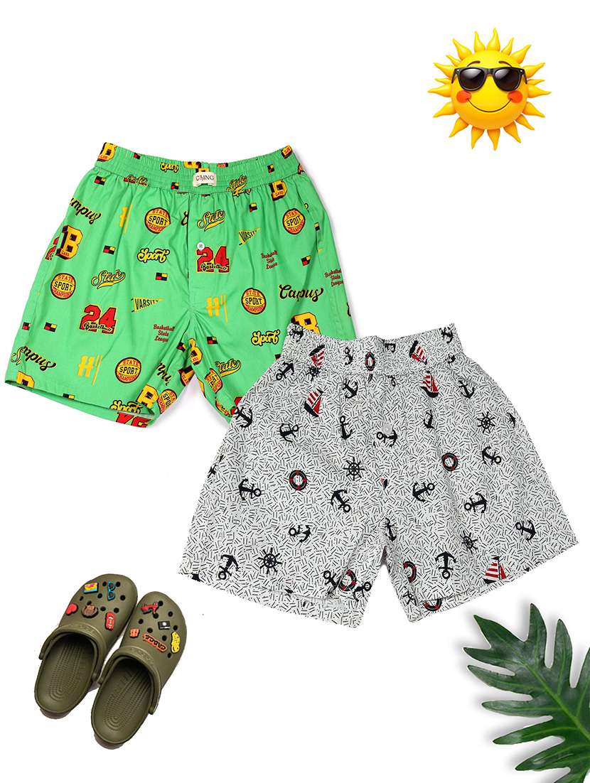 boys pack of 2 printed mid rise regular fit boxer