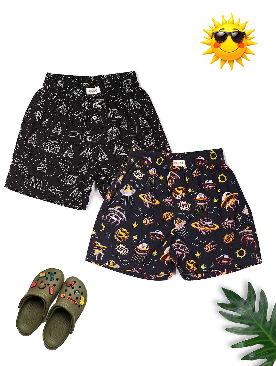 boys pack of 2 printed mid rise regular fit boxer