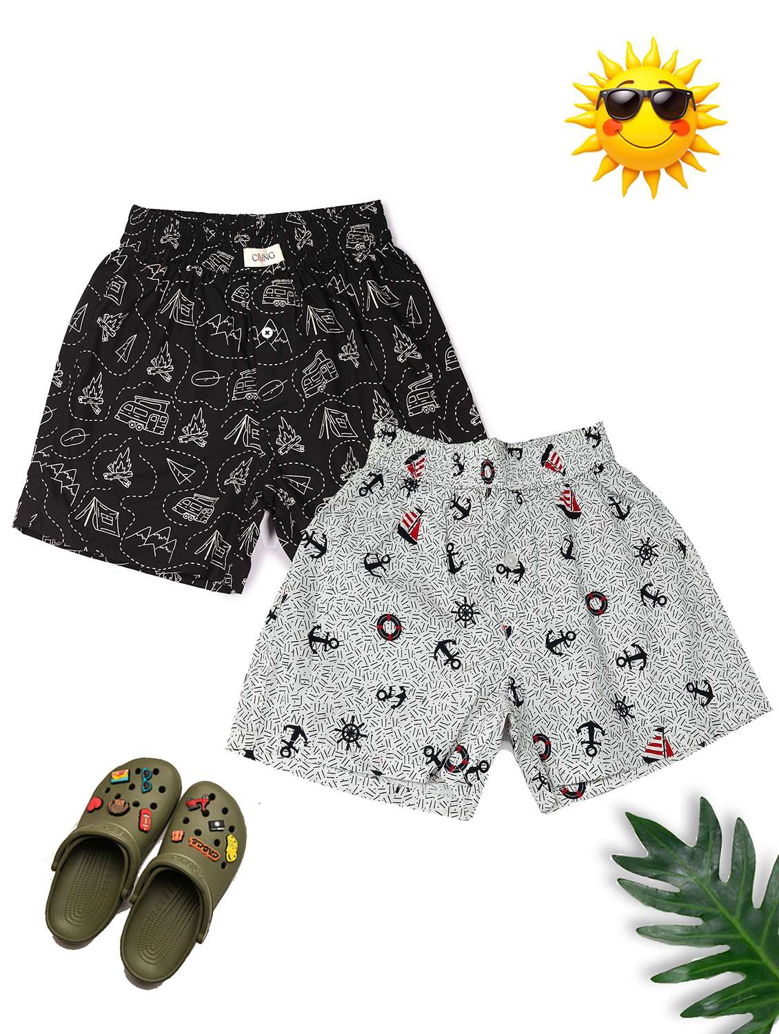 boys pack of 2 printed mid rise regular fit boxer