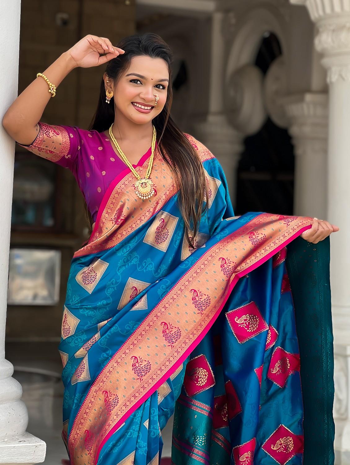 women self design banarasi saree with blouse - 22036575 - Standard Image - 3