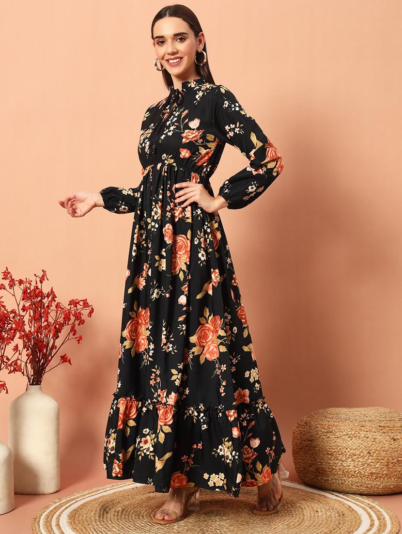 women floral print long sleeve tiered dress - 22036676 - Zoom Image - 0