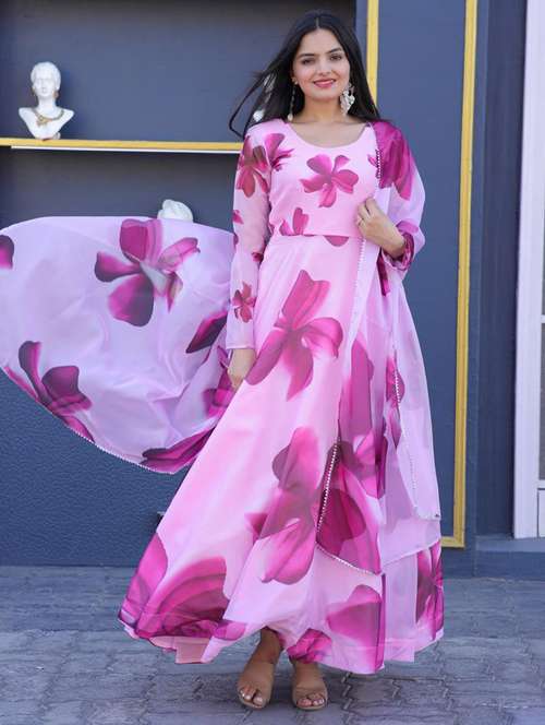 women floral printed long sleeve kurta dupatta set - 22036682 -  Standard Image - 0