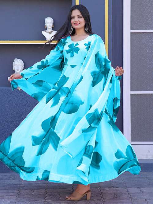 women floral printed long sleeve kurta dupatta set - 22036743 - Standard Image - 0