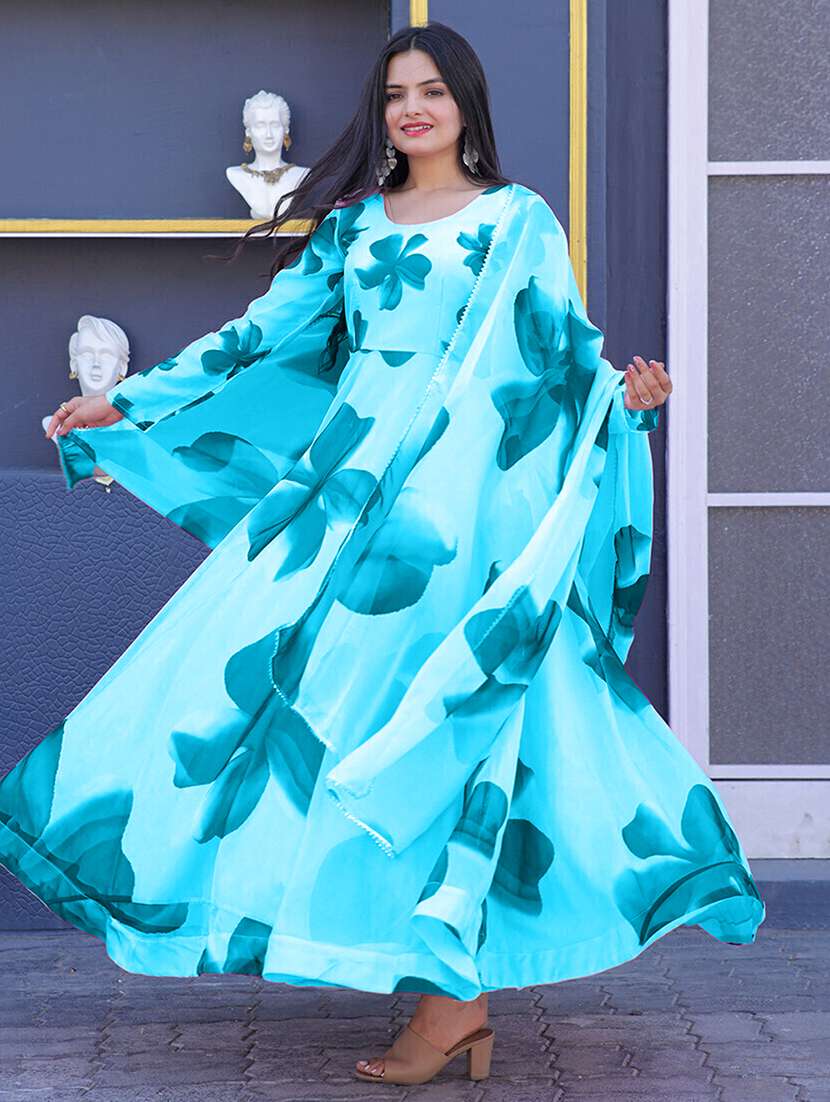 women floral printed long sleeve kurta dupatta set - 22036743 - Zoom Image - 0