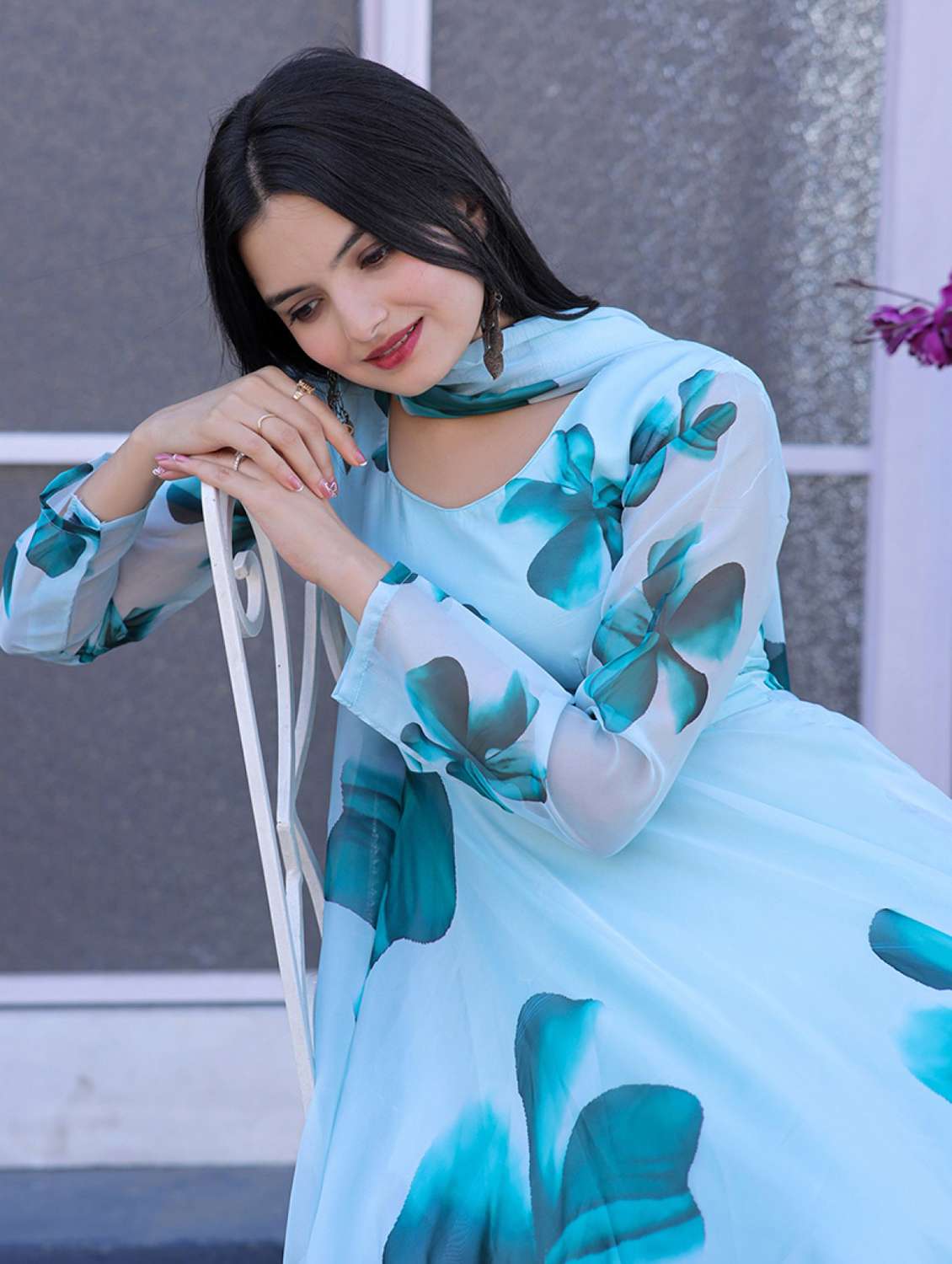 women floral printed long sleeve kurta dupatta set - 22036743 - Standard Image - 3