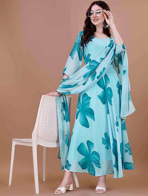 women floral printed long sleeve kurta dupatta set - 22036767 -  Standard Image - 0