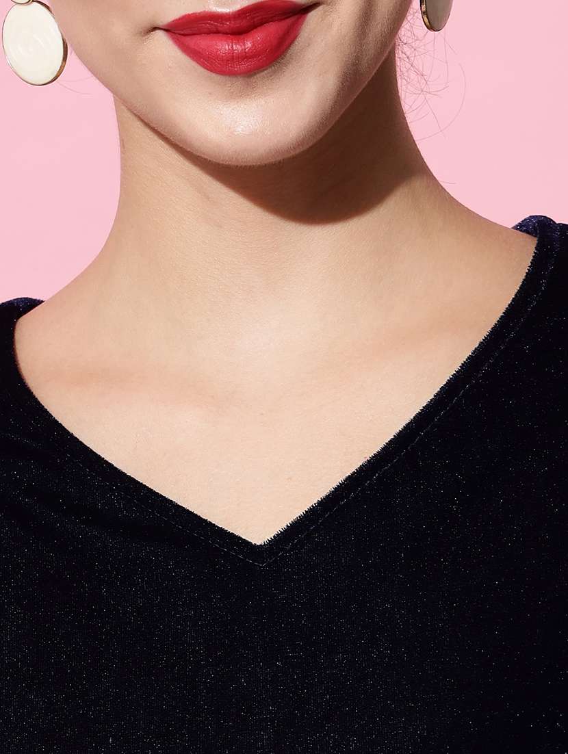 women solid sleeveless velvet a-line dress - 22036910 -  Standard Image - 5