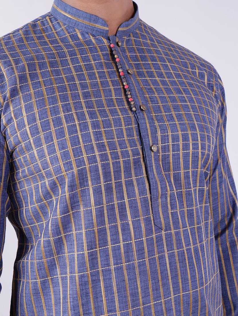 men checkered long sleeve kurta and pyjama set - 22036920 - Standard Image - 5