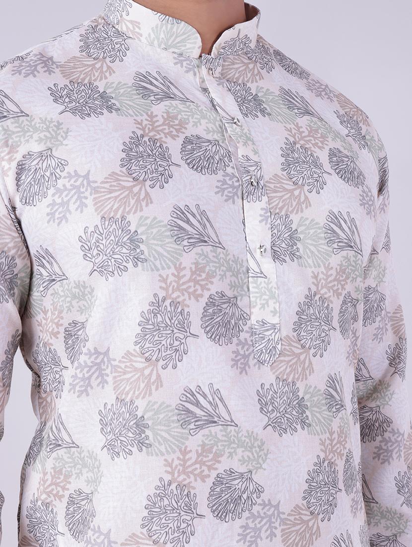 men printed long sleeve kurta and pyjama set - 22036922 - Standard Image - 5