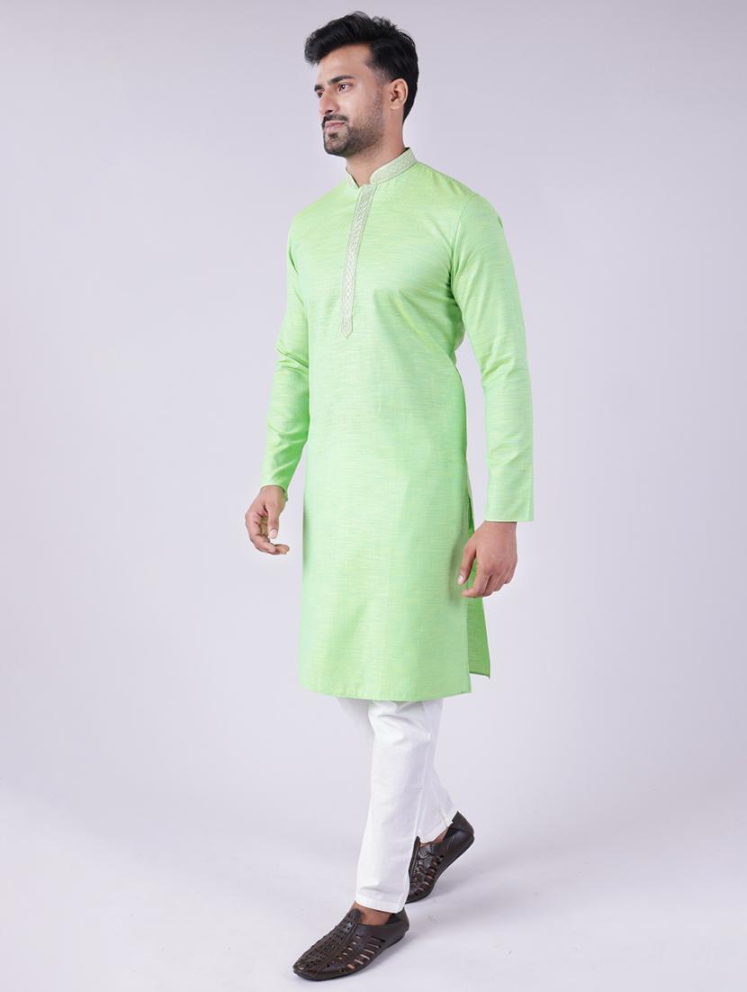 men solid long sleeve kurta and pyjama set - 22036923 - Standard Image - 3