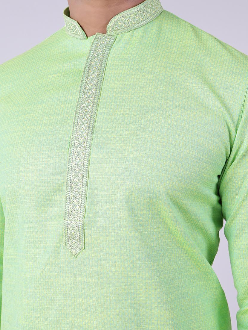 men solid long sleeve kurta and pyjama set - 22036923 - Standard Image - 5