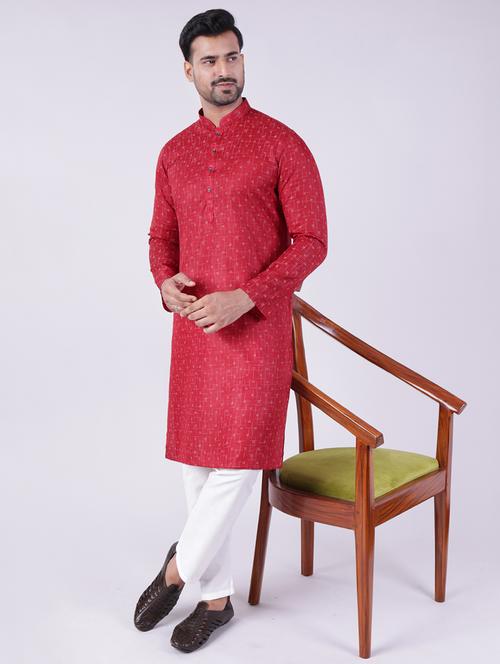 men printed long sleeve kurta and pyjama set - 22036925 -  Standard Image - 0