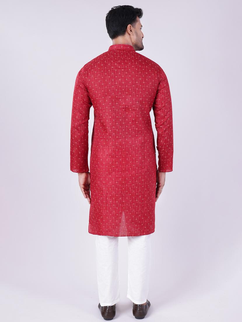men printed long sleeve kurta and pyjama set - 22036925 - Standard Image - 3