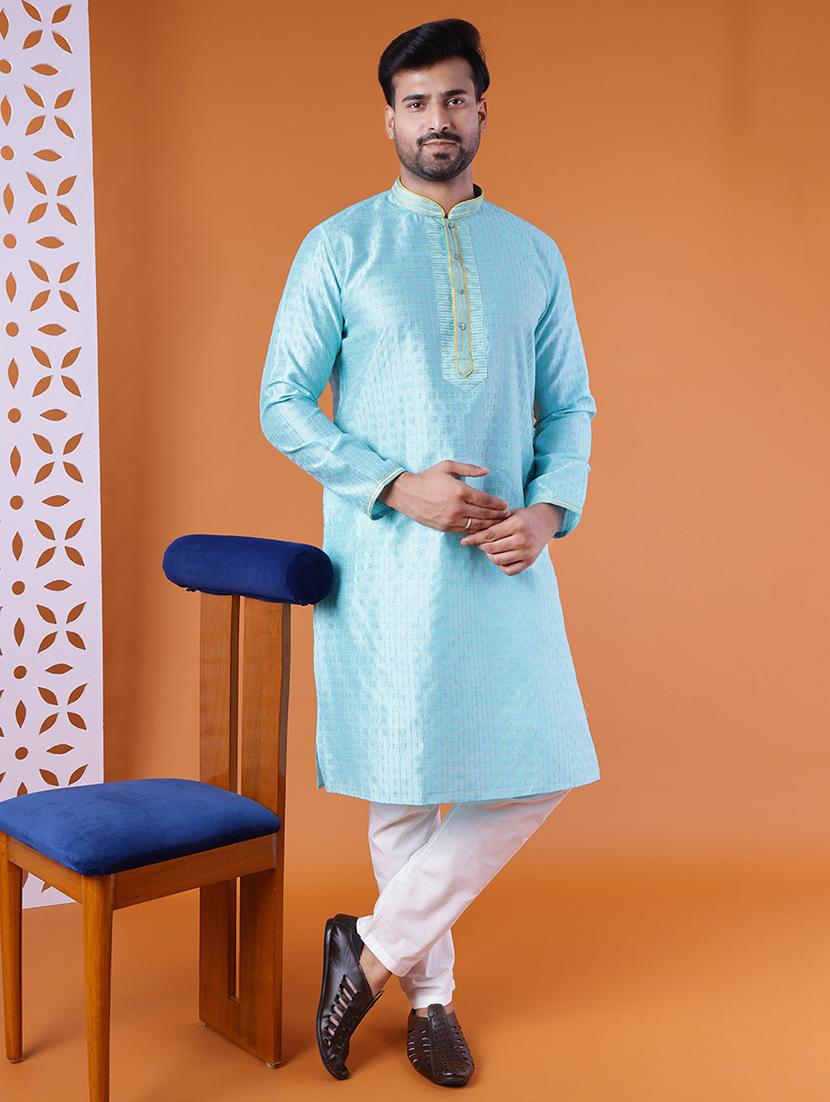 men self designed long sleeve kurta and pyjama set